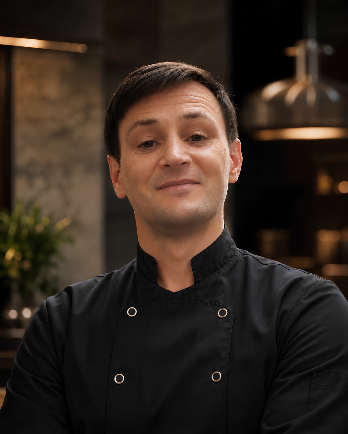 Portrait of the founding chef in natural light.